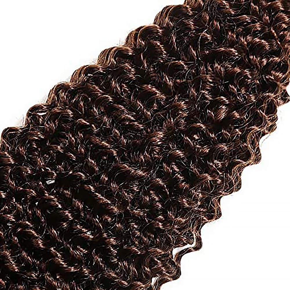 Curly Wave Human Hair Bundles 14 16 18 Inch #4 Chocolate Brown Bundles Human Hair 12A Unprocessed Native Virgin Hair 100/PC 3 Extensions Wet and Wavy Weave for Women