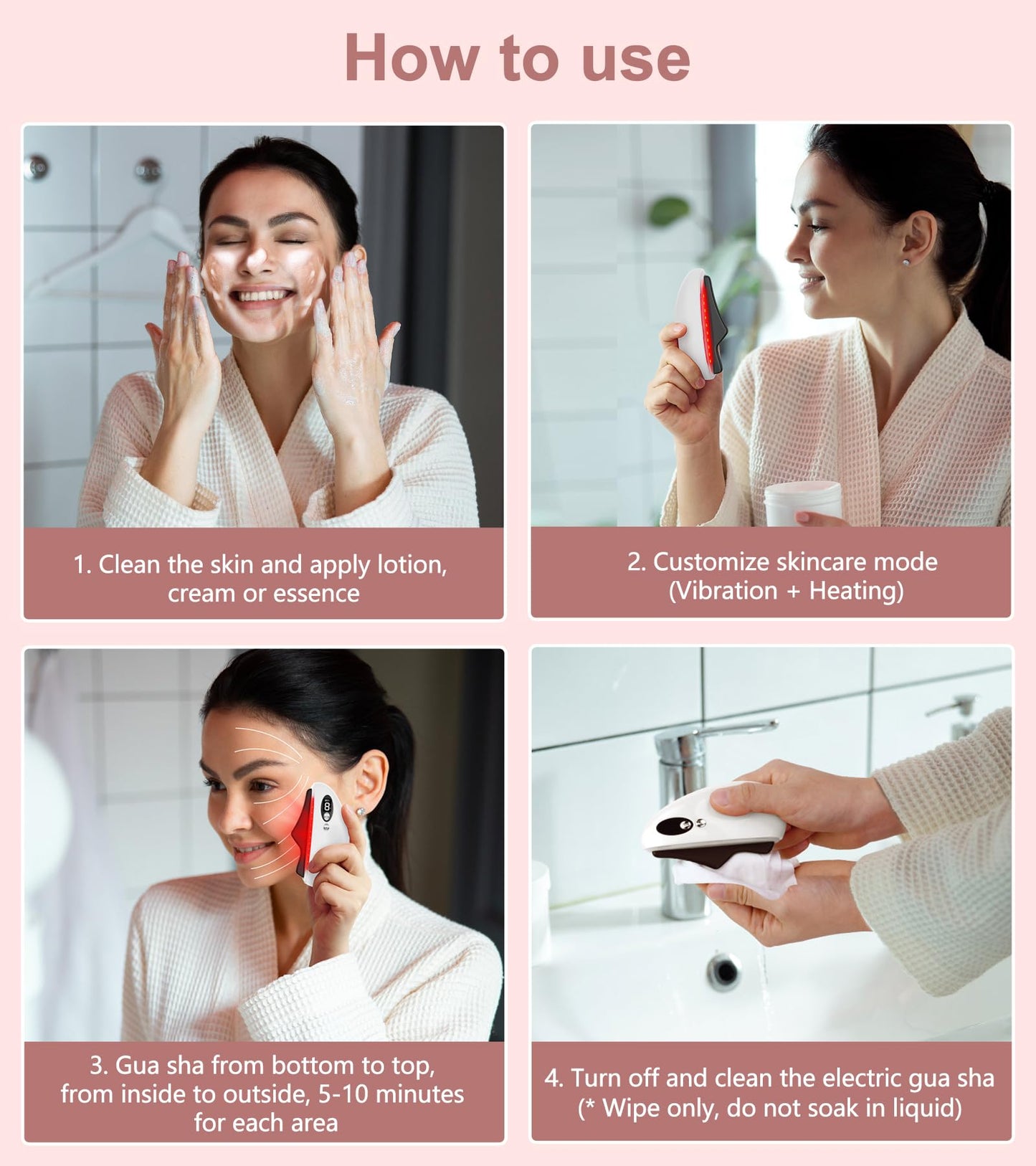 YEVYO Gua Sha Facial Tool, Electric Black Obsidian Guasha Tool for Face, Chin, Neck, Body, Heated Vibrating Massage Gua Sha Stone for Face Sculpting