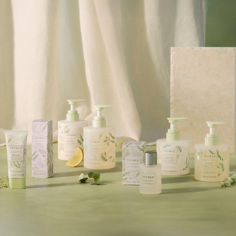 Thymes Large Replenishing Body Lotion - Moisturizing Body Lotion for Dry Skin - Scented with Notes of Eucalyptus Oil, Lemon, Petitgrain, Bergamot, Lemongrass, & Lush Fir (Eucalyptus, 16 fl oz)