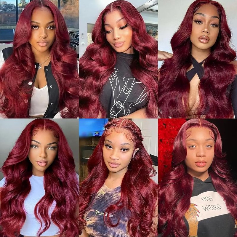 Burgundy Human Hair Bundles - 28 Inch 99J Body Wave Brazilian Remy | Dark Red Color