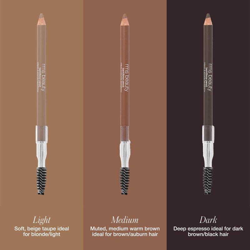 rms beauty Back2Brow Pencil Waterproof Smudge-Resistant Buildable Brow Color with Fine Tip for Natural Hair-Like Strokes Nourishing 0.3g