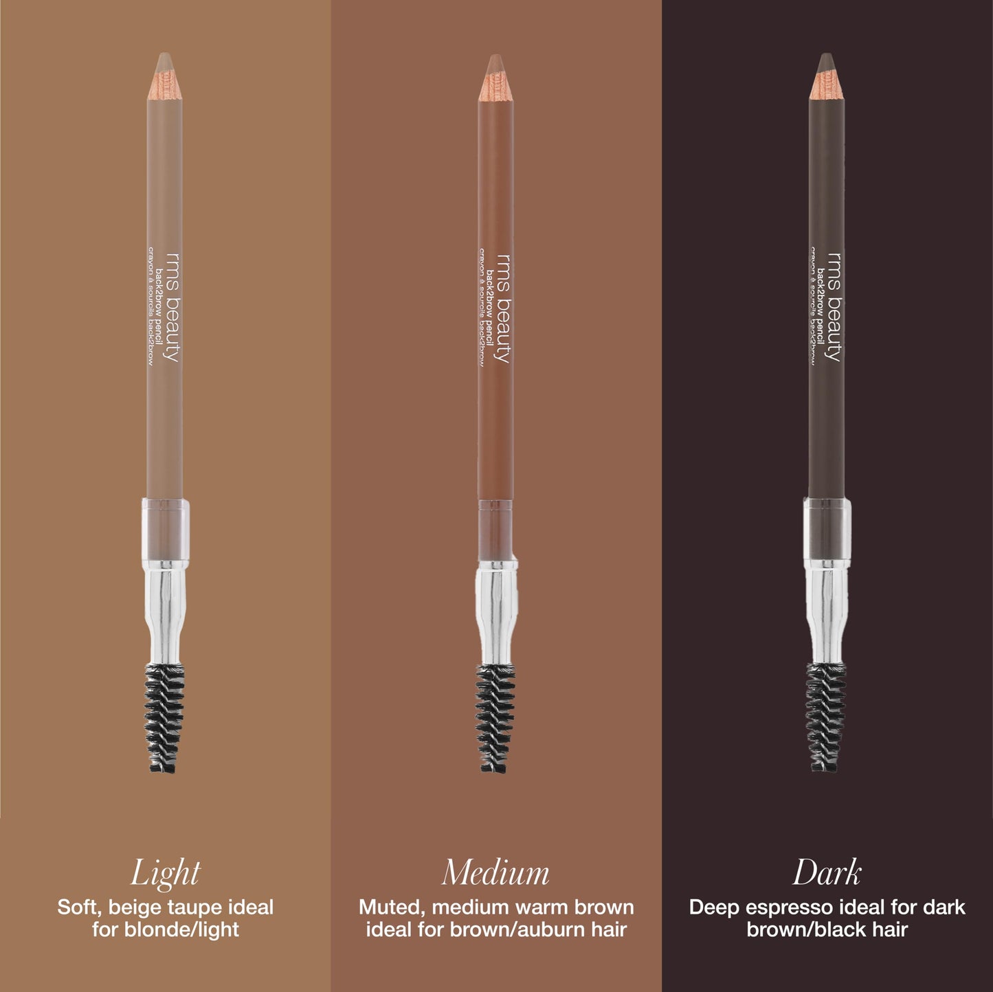 RMS Beauty Back2Brow Pencil - Waterproof Eyebrow Pencil with Fine Tip for Hair Like Strokes - Smudge Proof Long Lasting Precision Brow Makeup, 0.01 oz