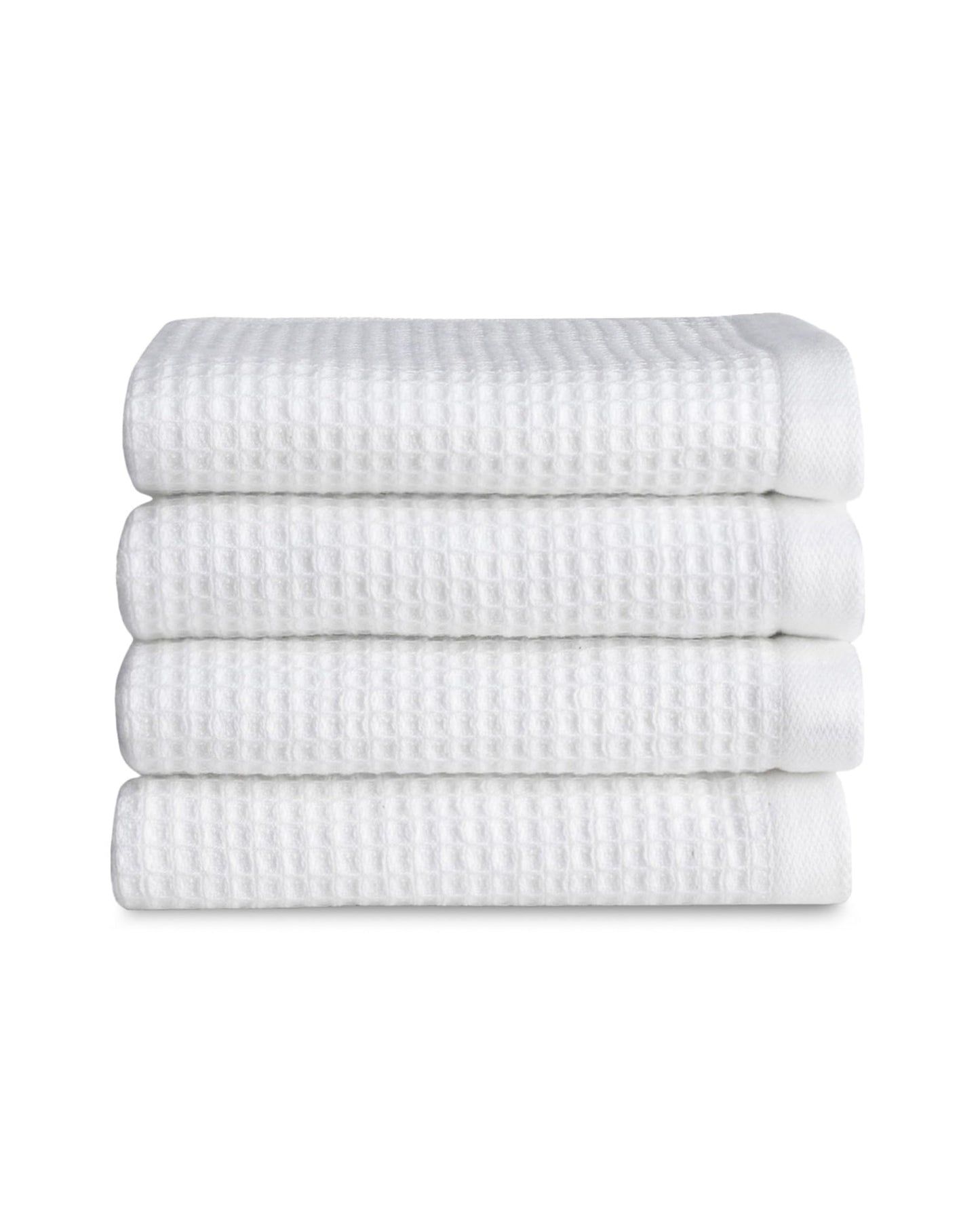 Cozy Earth Waffle Washcloths - 60% Cotton 40% Viscose from Bamboo Washcloths 13 x 13 Inches - Soft & Absorbent Terry, Reversible Mini Textured Waffle & Weave Pattern - 4 Pack