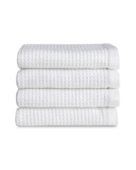 Cozy Earth Waffle Washcloths - 60% Cotton 40% Viscose from Bamboo Washcloths 13 x 13 Inches - Soft & Absorbent Terry, Reversible Mini Textured Waffle & Weave Pattern - 4 Pack