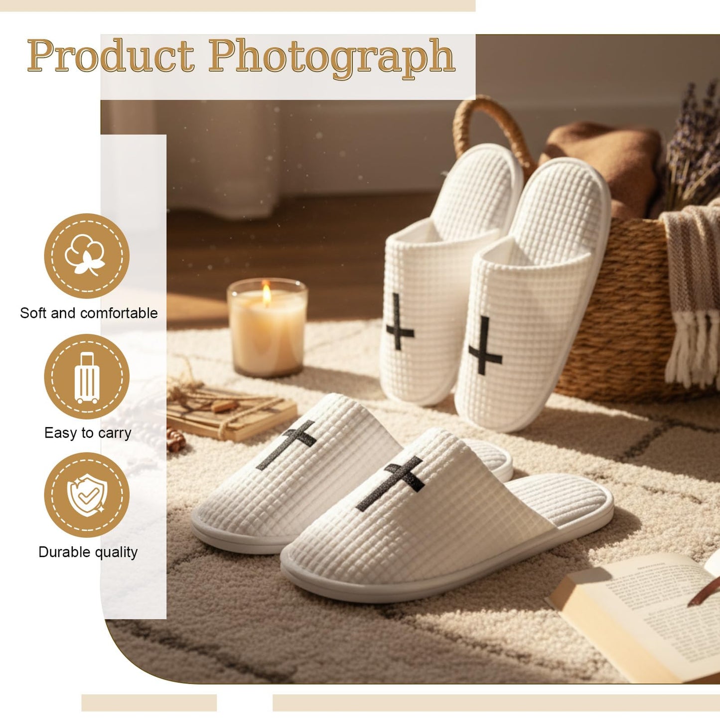 JenPen 6 Pairs White Wedding Disposable Slippers for Guests Non Slip Slipper for Women and Men Reusable Closed Toe Spa Slipper for Shoeless Home Church Easter Party Indoor House Hotel Essentials