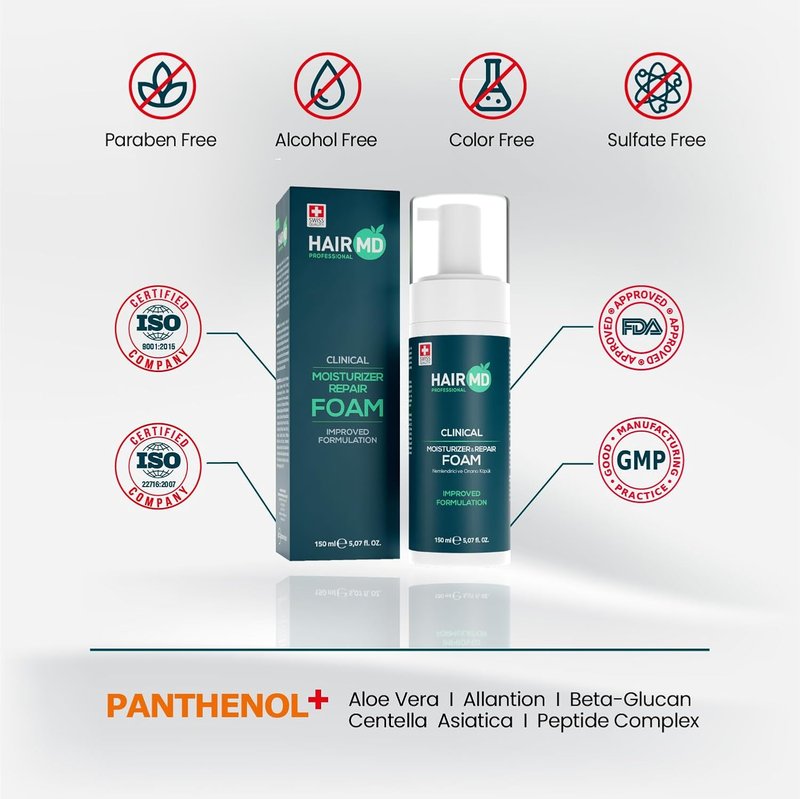 HairMD Men's Hair Growth Foam - Nourishing 150ml Formula for Post-Transplant Care - Gentle Cleansing for Sensitive Scalp
