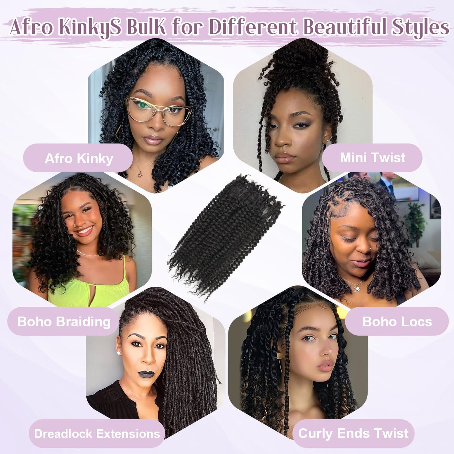 Lovenea Afro Kinky Curly Bulk Human Hair 50g/pack 100% Real Human Hair for Mini Twist/Braiding/Loc Extensions Curly Hair Natural Afro Bulk for Dreadlocks (4#, 14 Inch-50g)