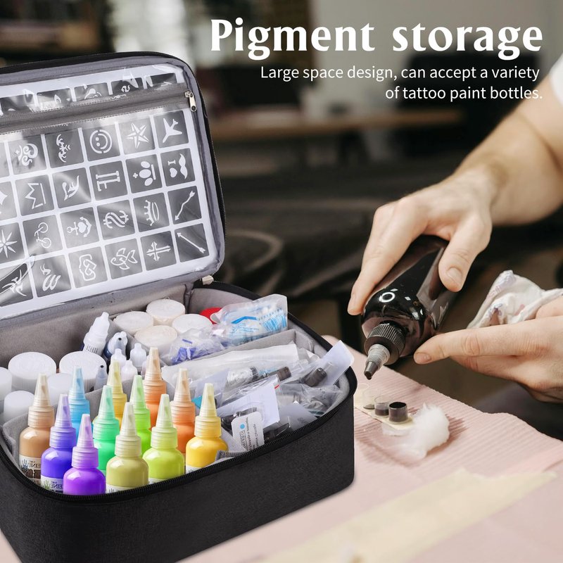 Tattoo Carrying Case Tattoo Supplies Organizer Tattoo Kit Case for Tattoo Equipment Portable Tattoo Supplies Travel Storage Bag for Tattoo Stencil Printer, Tattoo Ink, Tattoo Equipment, Bag Only