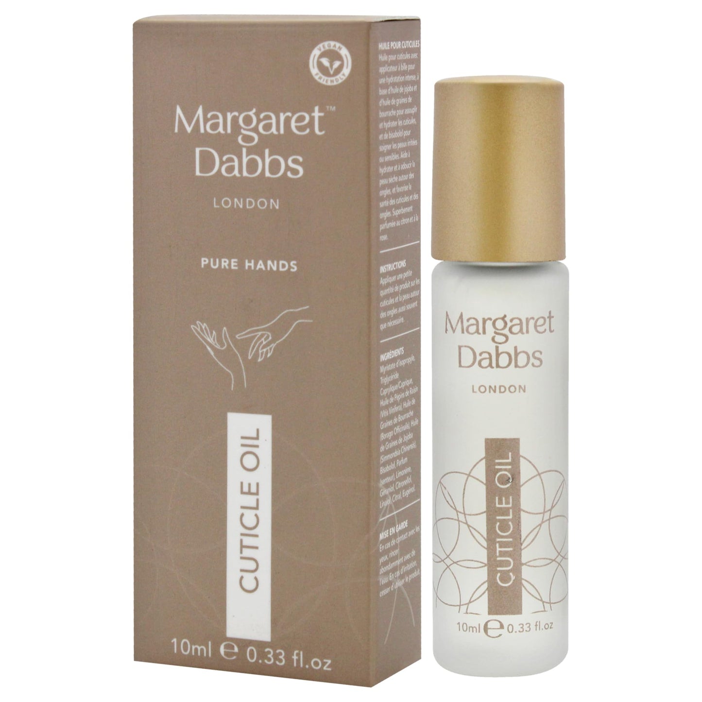 Margaret Dabbs London Pure Cuticle Oil Fast Absorbing Rollerball Oil to Restore Healthy Cuticles with Jojoba Oil and Borage Seed Oil 10ml