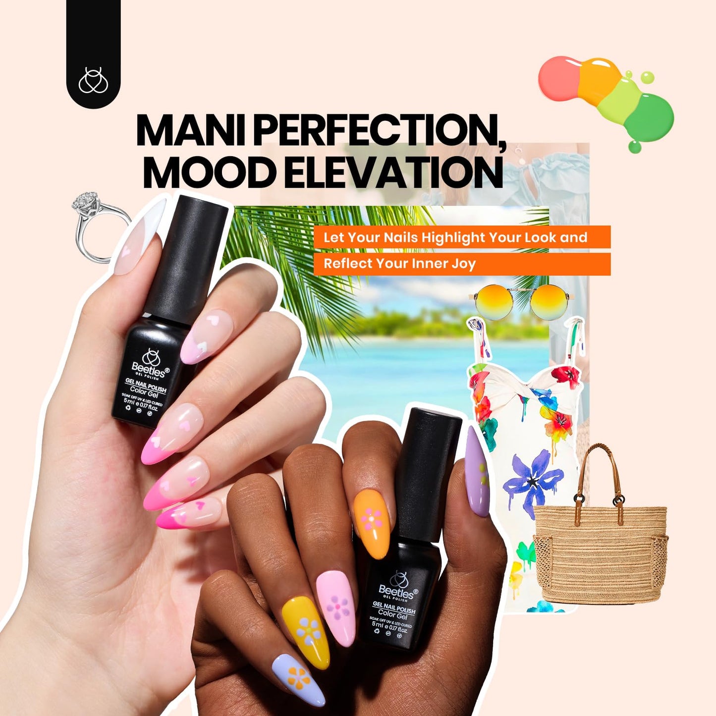 Beetles Gel Nail Kit with U V Light - 75PCS Chic Outfits 45 Colors Gel Nail Polish Set All Season Nail Kit with 5PCS Base Top Coat Soak Off at Home Nails Kit Perfect Manicure Tool Set Gifts for Women