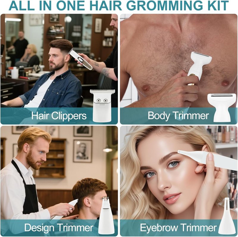 Electric Body Hair Trimmer - 4-in-1 Waterproof Shaver for Men & Women | Rechargeable Grooming Kit