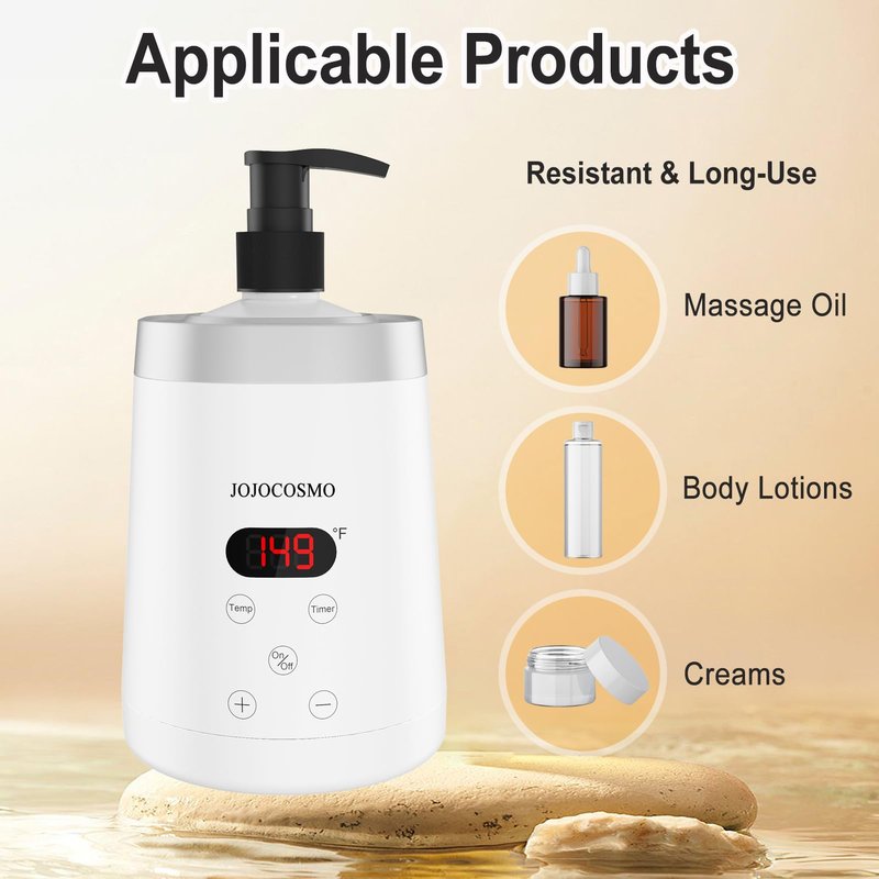 JOJOCOSMO Massage Oil Warmer Professional Lotion Warmers for SPA, Automatic Oil Lotion Cream Warmer For Salon, Home, with Two Oil Bottle Dispenser (White)