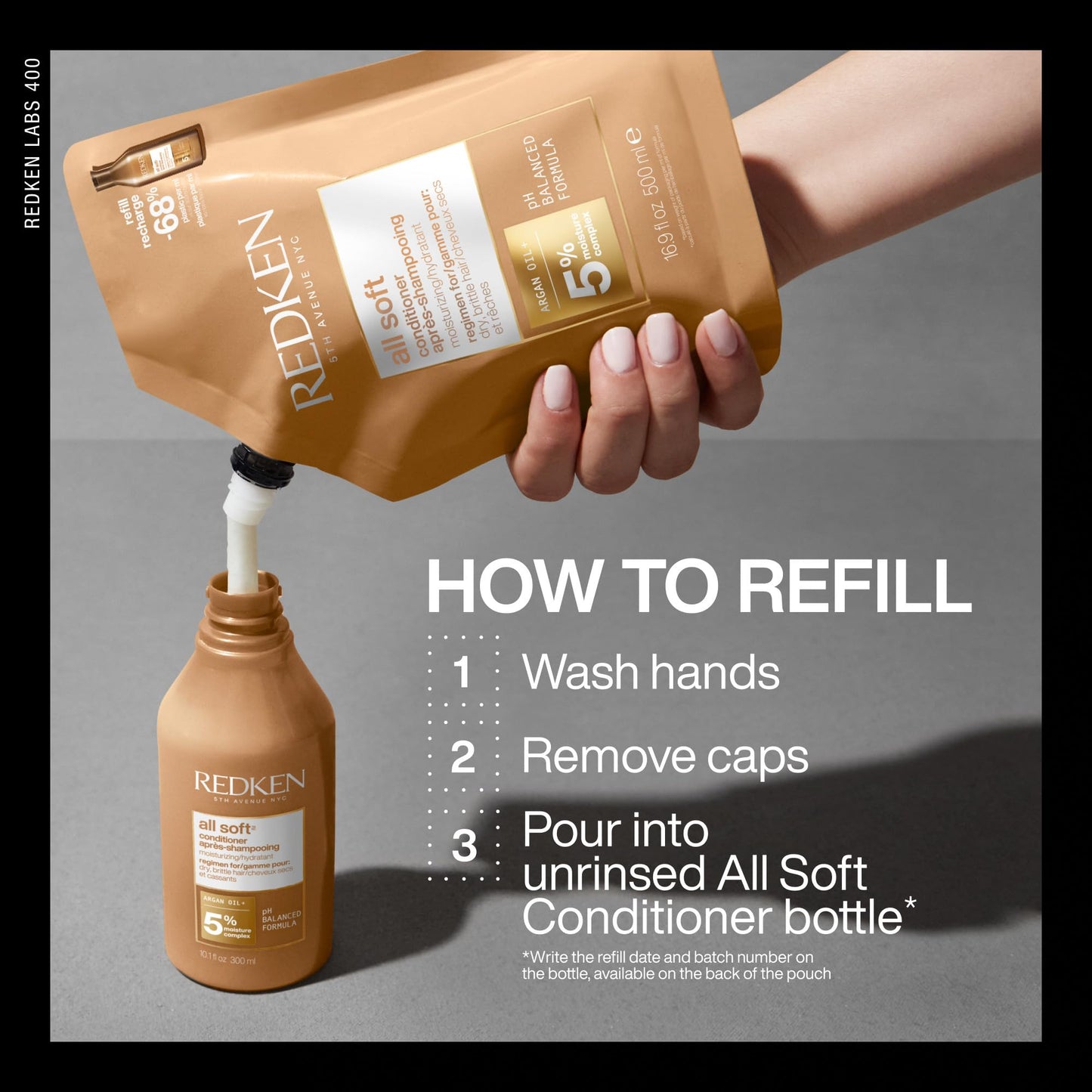 Redken All Soft Conditioner - Moisturizes & Hydrates Dry, Brittle Hair, Softens, Smooths & Adds Hair Shine, Conditioner & Detangler, Refill
