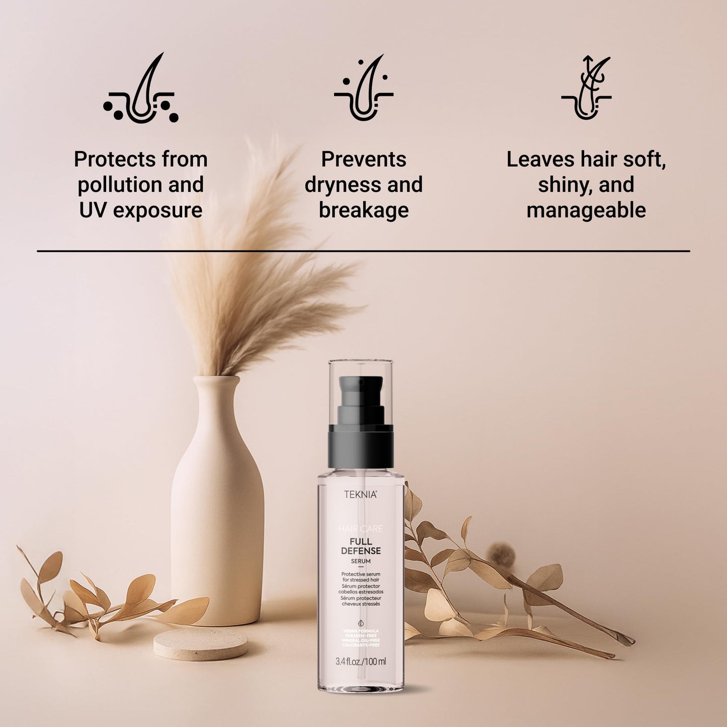 Lakmé Teknia Full Defense Hair Serum, Protective Hair Serum for Pollution & UV Rays, 3.5 Fl Oz