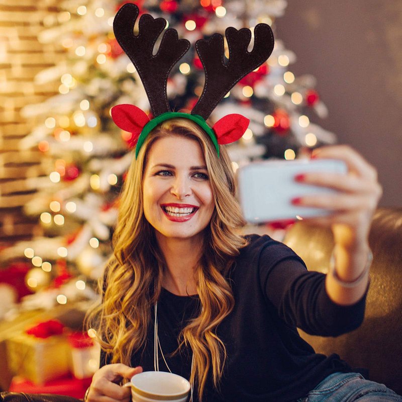 Lurrose 6Pcs Christmas Headbands Reindeer Antlers Hair Hoops Reindeer Ears Headbands Festival Headdress Hair Band for Adults