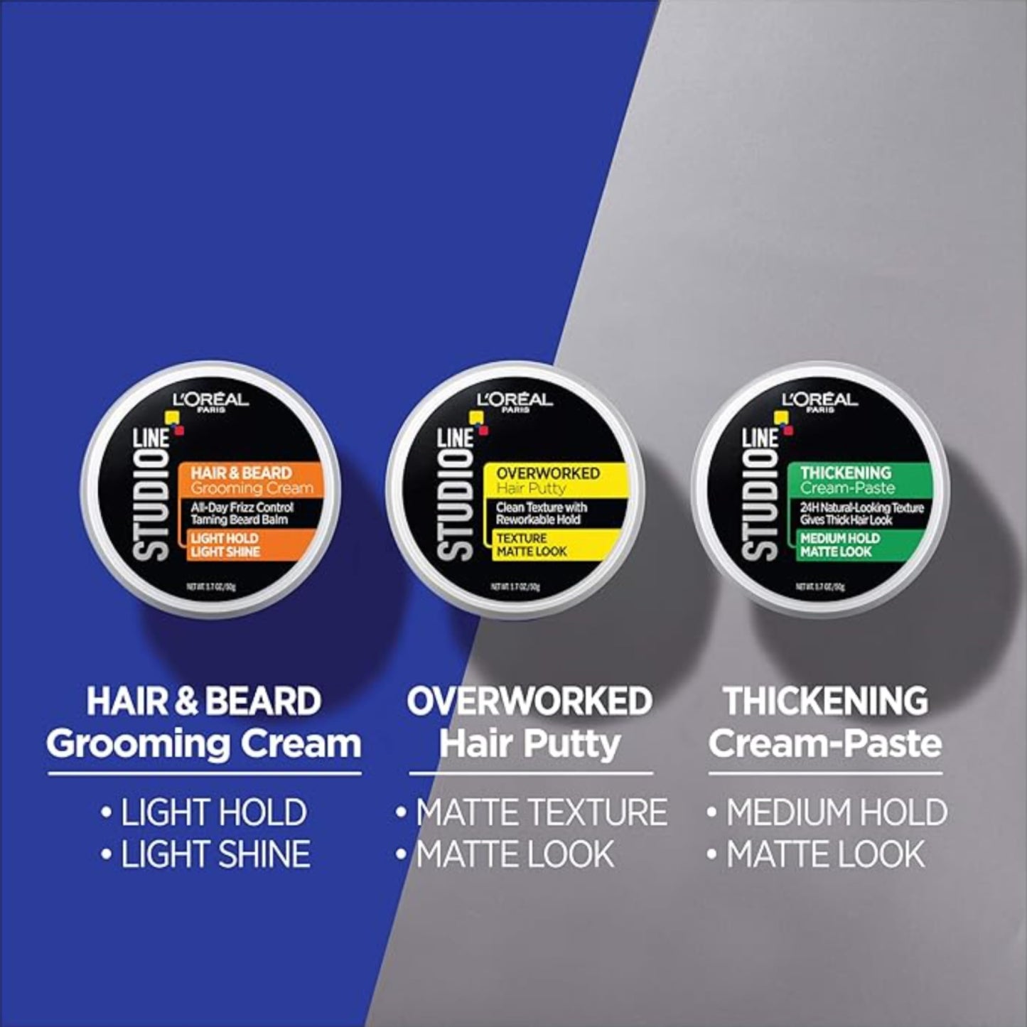 L'Oreal Paris Studio Line Overworked Hair Putty, 1.7 Ounce (Pack of 5)