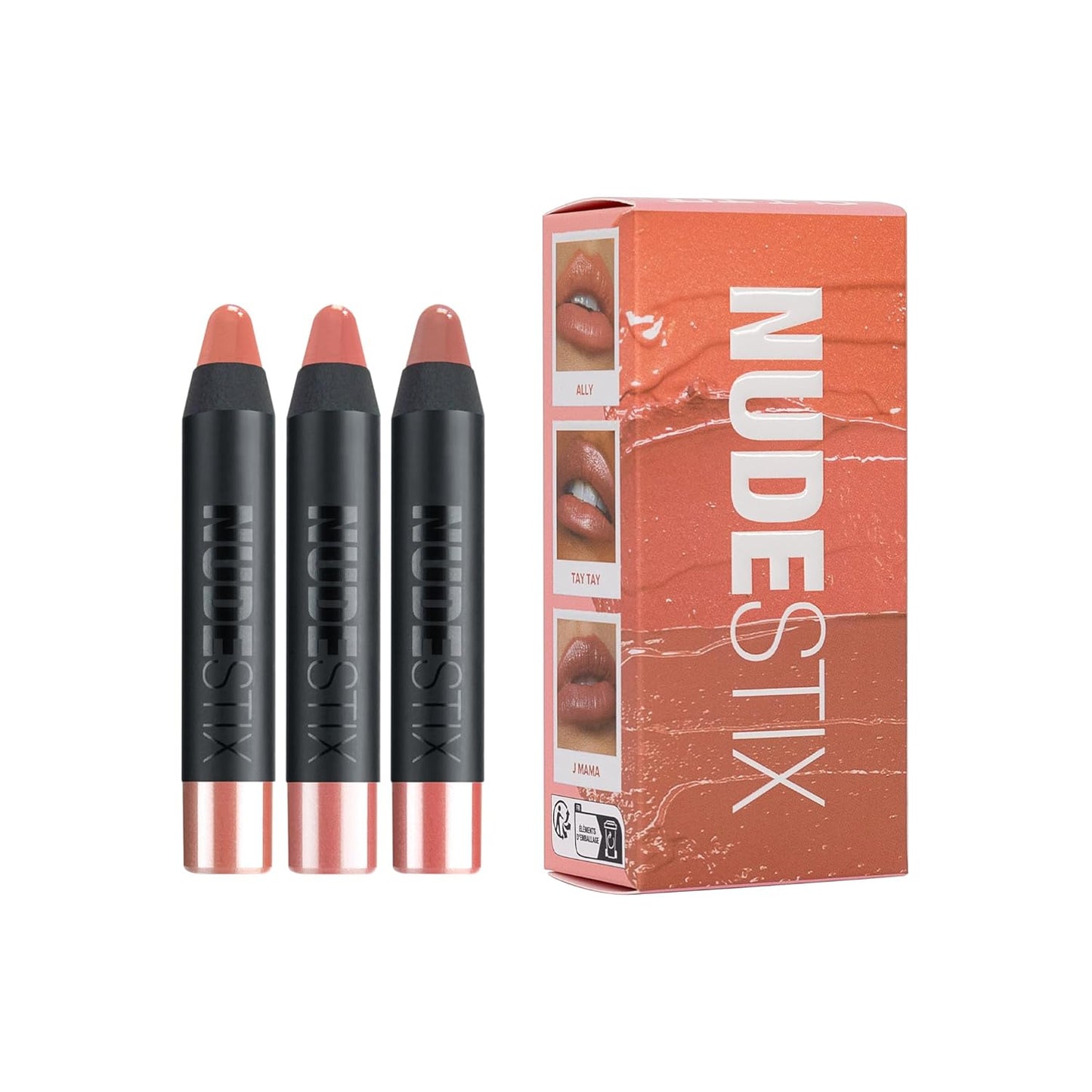 Nudestix Nude Natural Lips Kit - 3-Piece Gel Lip & Cheek Balm Set in Hydrating Nude Shades | Vegan, Glossy Finish