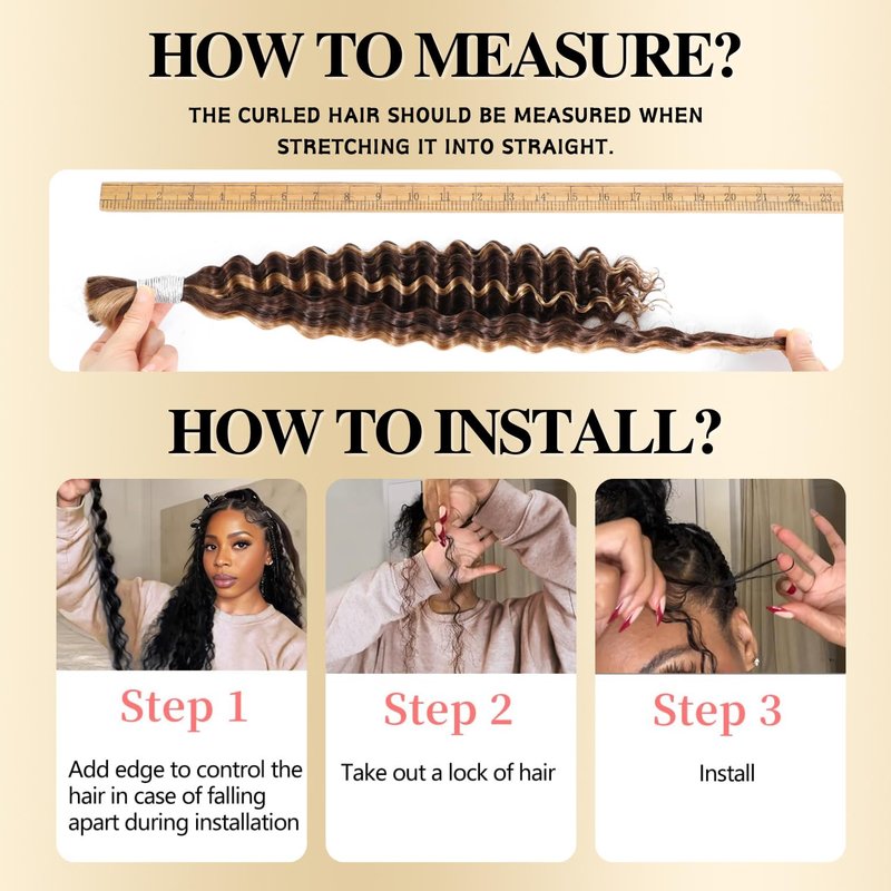 Syrenlore Highlighted Honey Blonde Braiding Human Hair for Boho Knotless Braids 18 Inch 50G LIGHT BULK, Ombre 4/27 Curly Braiding Hair Deep Wave Human Hair Bulk, No Weft Blonde & Brown Hair Extensions