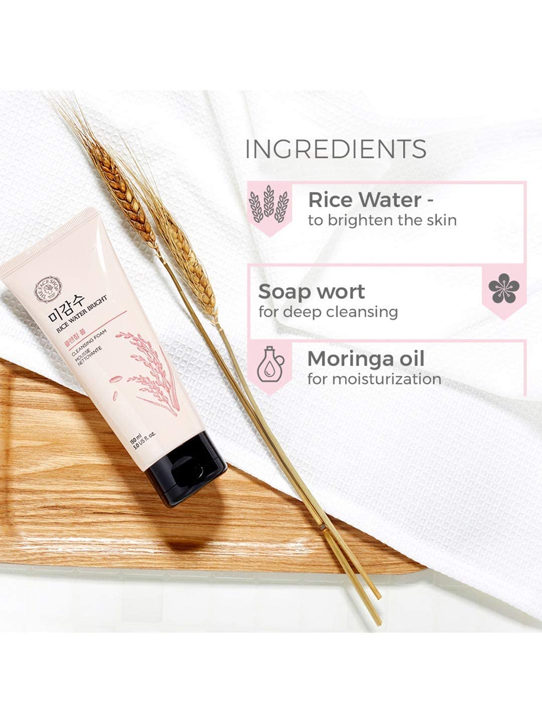 BETT Cleansing foam 150ml with Rice Water for Brighten the Skin | Soap Wort for Deep Cleansing |Moringa Oil for Moisturization | Face Wash for Men and Women