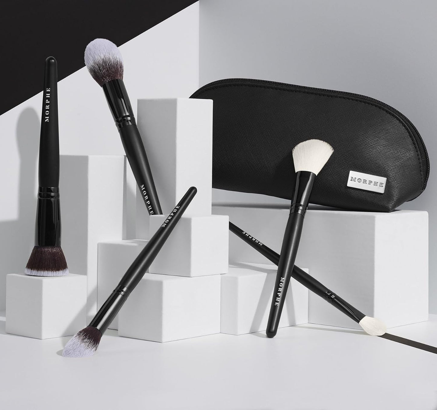 Morphe Makeup Brushes Set - 5-Piece Foundation, Blush, Contour & Blending Brushes | Synthetic Bristles & Case