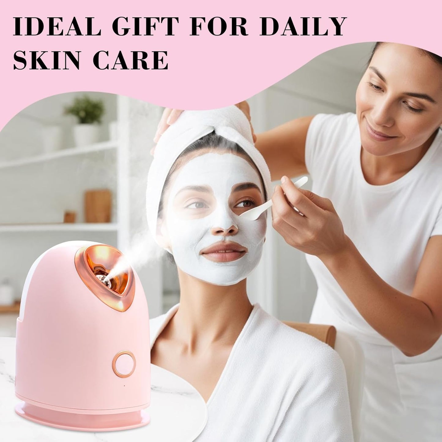 Pjordo Face Steamer - Nano Ionic Facial Deep Cleaning Humidifier | Home Spa with Bonus 4-Piece Skin Kit