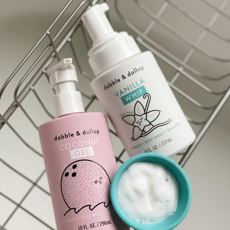 Dabble & Dollop Coconut + Vanilla Kids 3-in-1 Body Wash, Shampoo & Bubble Bath Bundle – Gel + Foam Whip Set, Tear-Free, Gentle, Natural-Origin, Hypoallergenic and Safe for Sensitive Skin (Pack of 2)