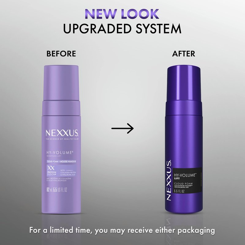 Nexxus Hy-Volume Cloud Foam Hair Foam for Lift and Volume For Flat & Limp Hair Hair Styling Foam Powered by Magnitube Volumizer Technology with Hyaluronic Acid 5.5 fl oz