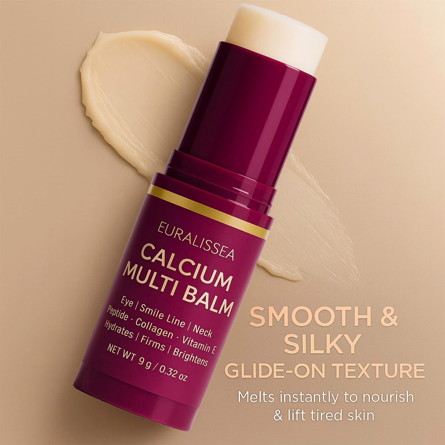Euralissea Calcium Multi Balm Stick 2 Pcs – Calcium Boost Firming for Eyes & Hydrating Treatment with Peptides & Vitamin E – All Skin Types