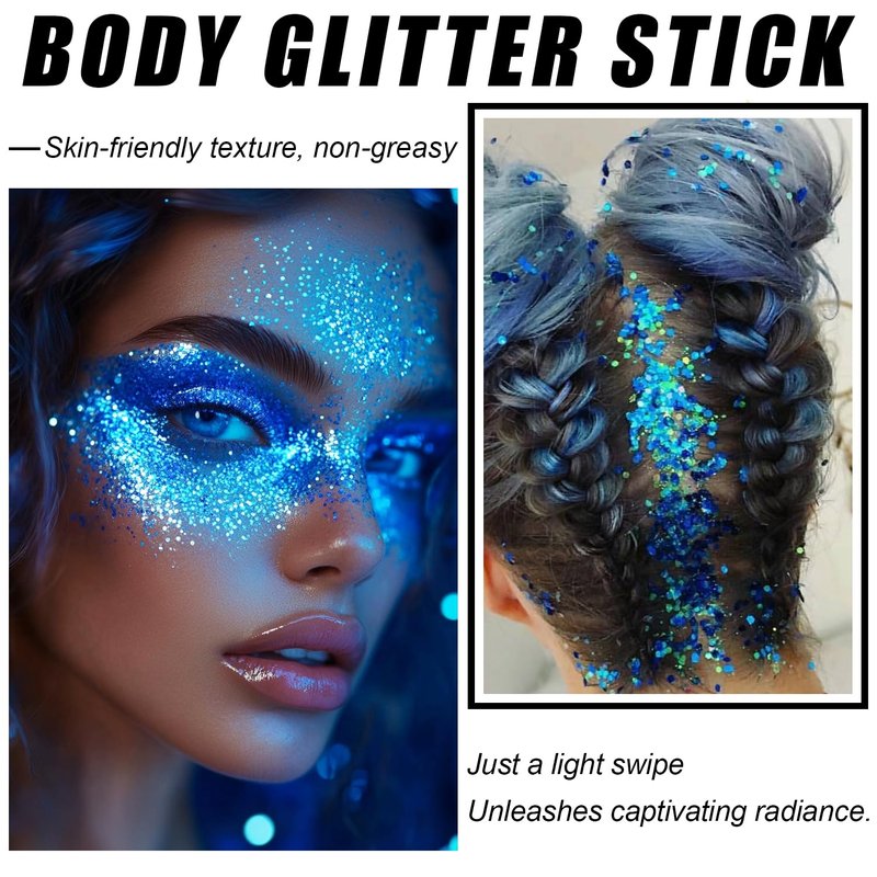 Biodegradable Holographic Body Glitter Gel, Cosmetic-Grade, Long-Lasting Glitter for Face,Body and Hair, Perfect for Festivals and Parties