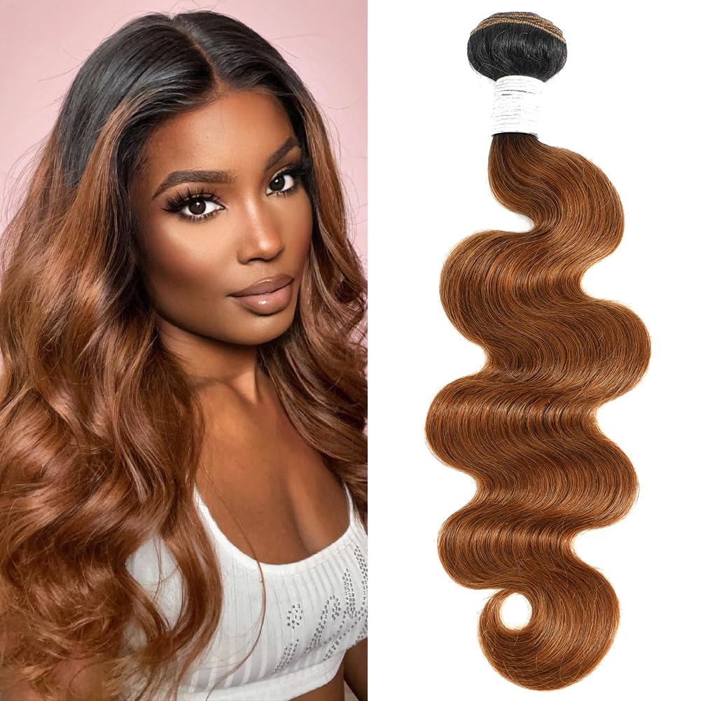 Two Tone Color T1B/30 Ombre Honey Brown Human Hair Bundle Body Wave 14 Inch