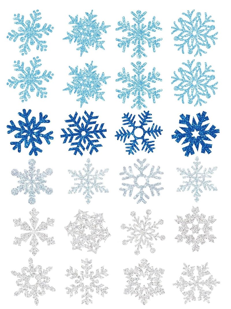 Snowflake Temporary Tattoo Stickers - Winter Glitter Tattoos for Kids & Adults | 5 Sheets in Blue & Silver