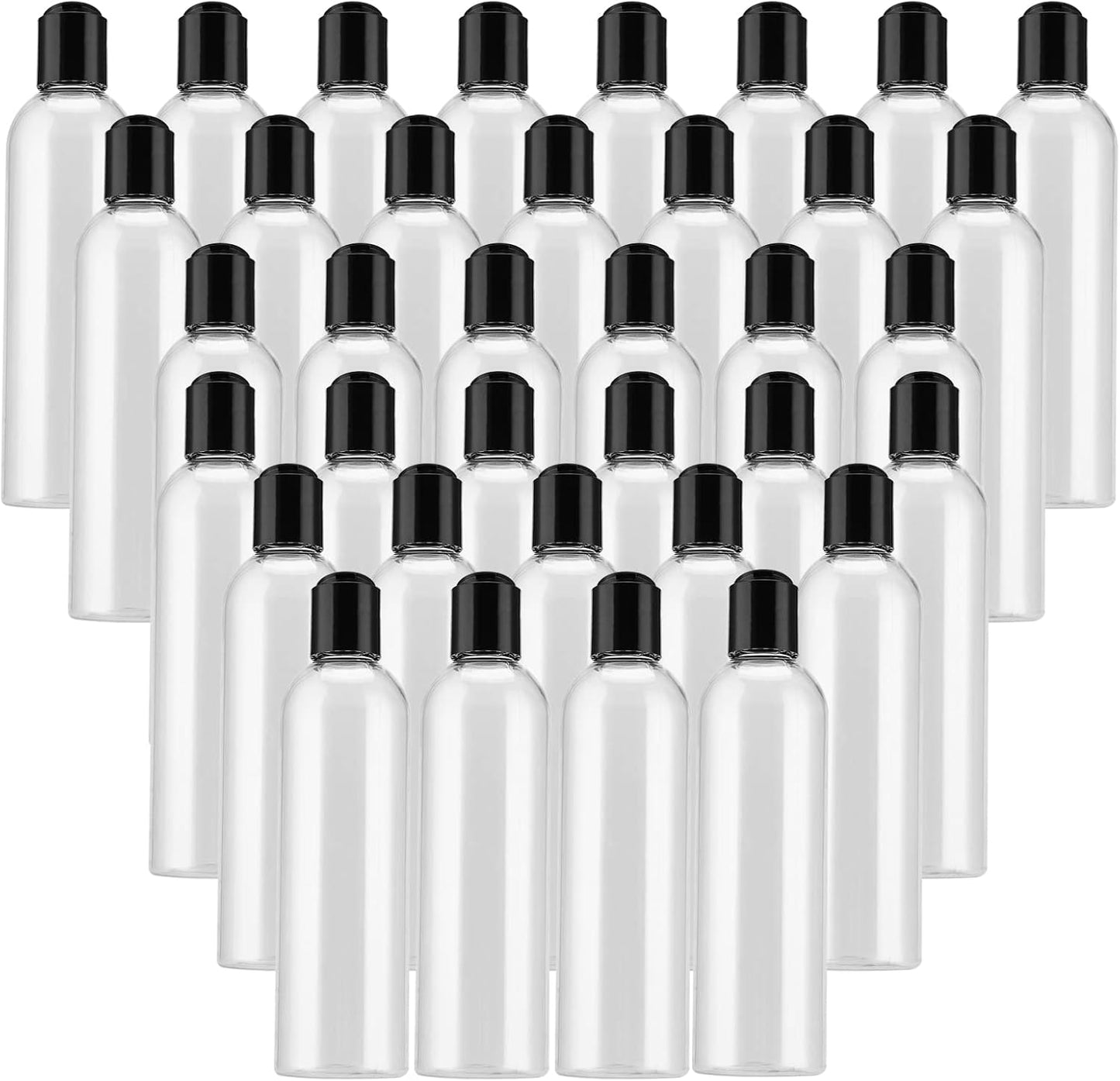 8 Oz Plastic Bottles - 40 Pack Clear Refillable Travel Squeeze Lotion Containers | Disc Top Caps for Shampoo & Creams
