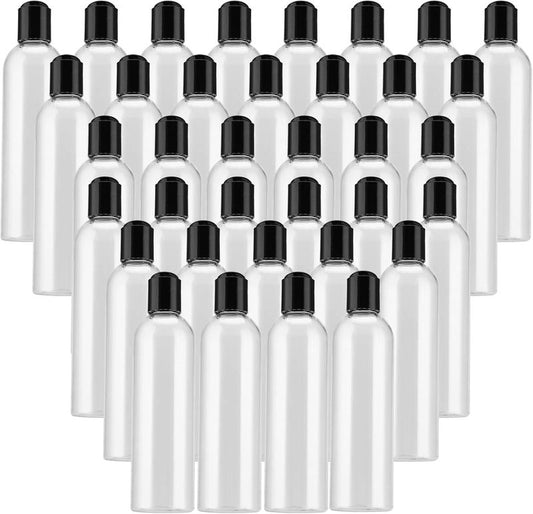 8 Oz Plastic Bottles - 40 Pack Clear Refillable Travel Squeeze Lotion Containers | Disc Top Caps for Shampoo & Creams