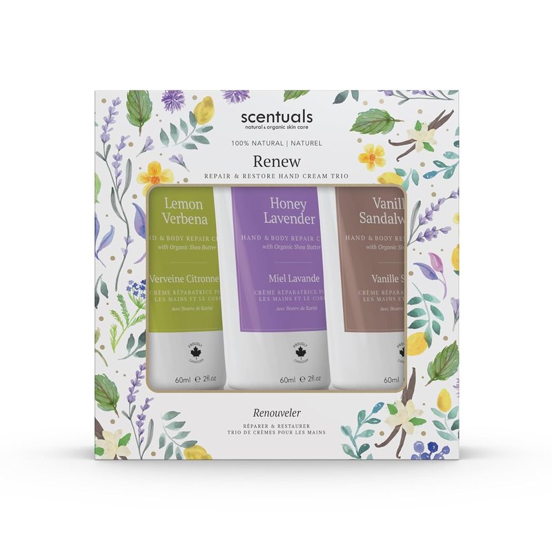 Hand Cream Set - Moisturizing Shea Butter & Cocoa Butter | 3 Scents: Lemon Verbena, Honey Lavender, Vanilla Sandalwood - 60 ml