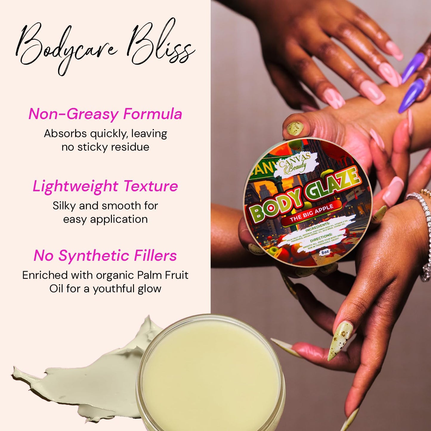 Canvas Beauty Body Glaze, Scent From Heaven – Sweet Cherries & Star Anise, Moisturizing Non-Greasy Body Butter for Women With Beeswax, Jojoba Oil, and Rice Bran for Soft and Glowy Skin