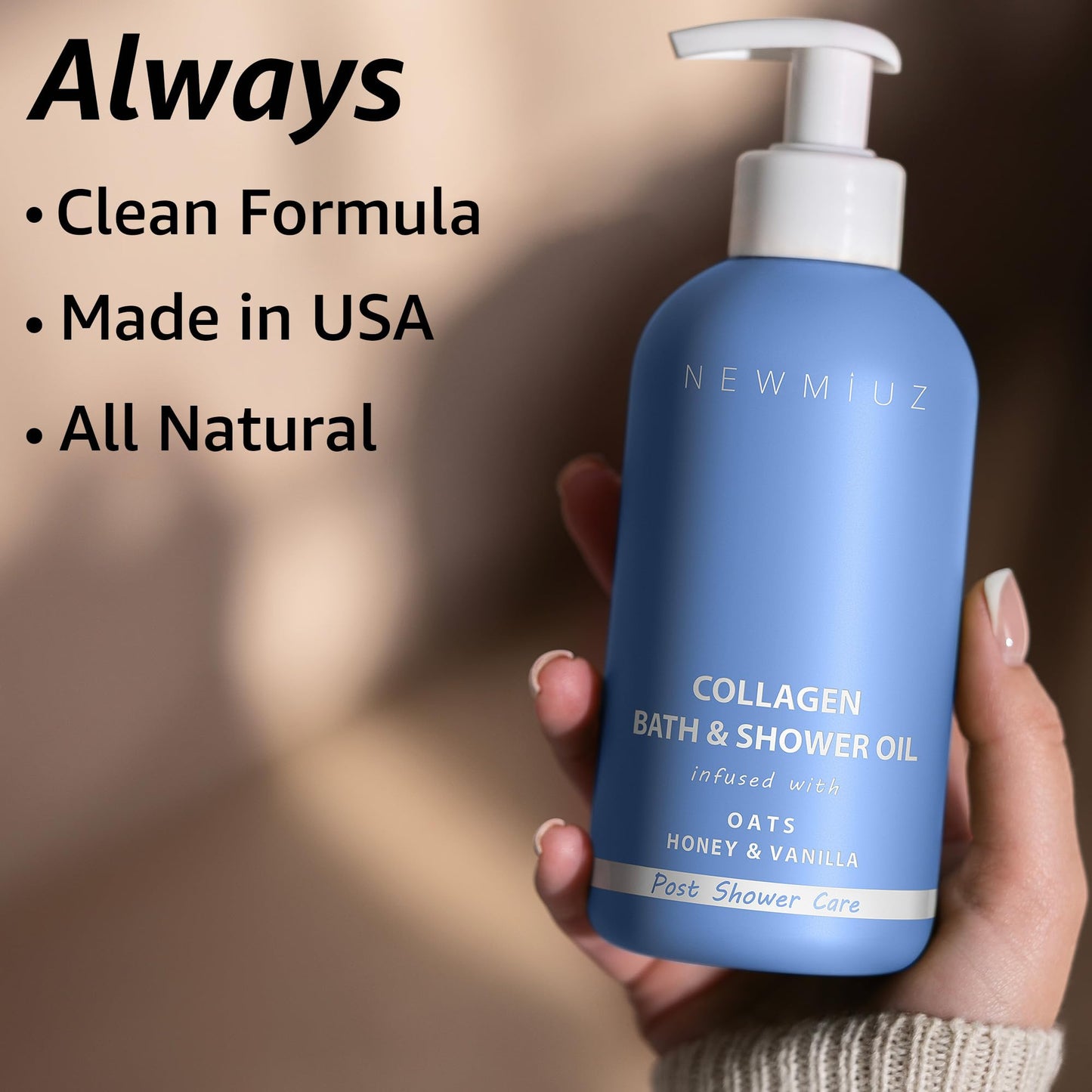 New Miuz Collagen InShower Body Conditioner Natural Post Shower Care Moisturizer for Body Legs Nourishing Bath Oil Oatmeal Honey Vanilla Self care Spa Gift