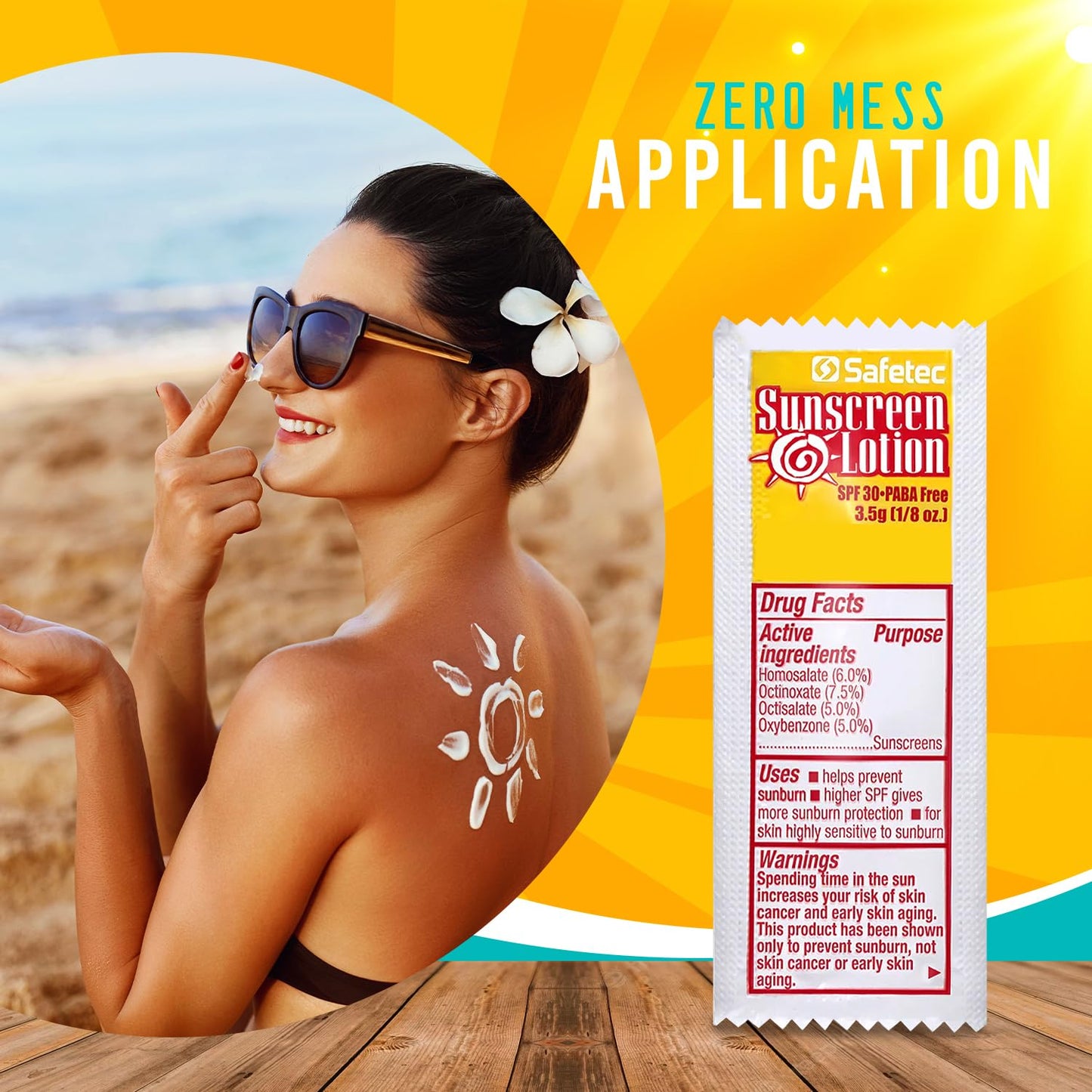 Sunscreen Lotion, SPF30 Protection and PABA Free, Mini Sunscreen Bulk, Individual Sunscreen Packets (Pack of 100) – Travel Size Sun Screen for Outdoors, Bundled with reclosable Homesphere bag (100)