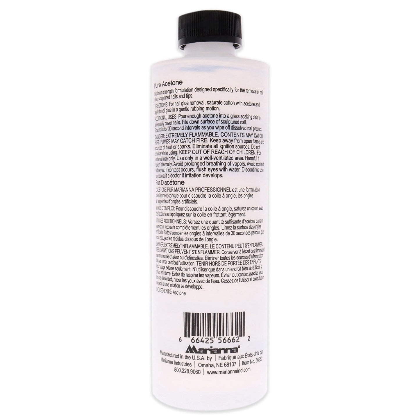 Pure Acetone Nail Polish Remover by Marianna for Women - 16 oz Nail Polish Remover