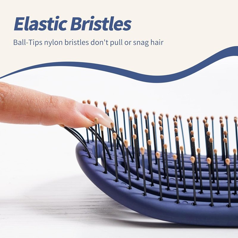Speed Dry Detangler Brush - Spiral Vented Design for Wet Hair | Metal-Infused Gold Handle, Curved with Soft Bristles