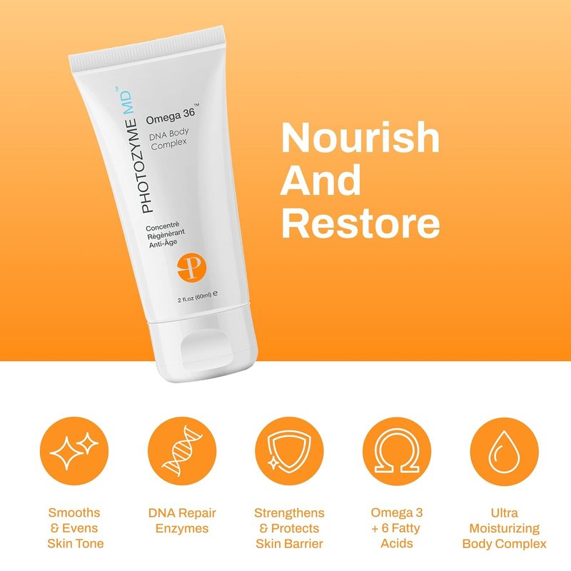 Photozyme Omega 36 Body Complex - Anti-Aging Body Cream with Omega 3 & 6 | Hydrating, Firming, Fragrance-Free - 2 fl oz