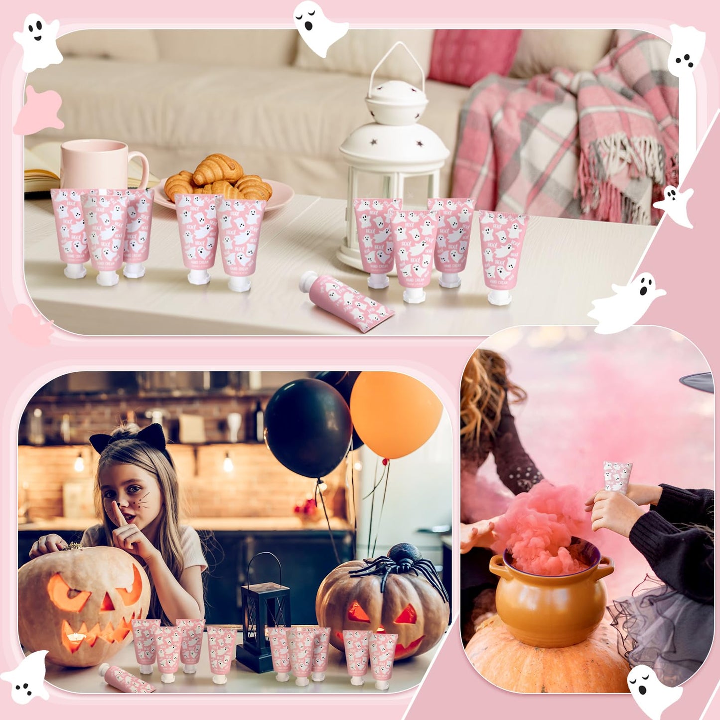 Heigble 48 Sets Pink Ghost Boo Hand Cream Gifts Bulk Halloween Hand Cream Travel Lotion Size Baby Shower Party Gifts Favors Pink Ghost Halloween Birthday Party Supplies for Guest