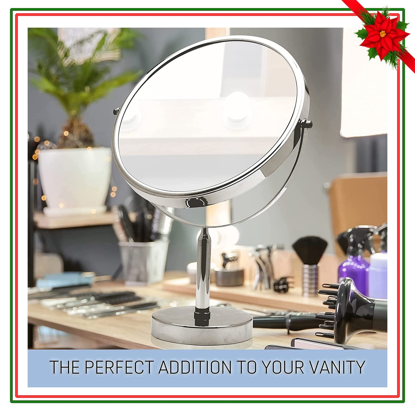 XXLarge Oversized 3X Weak Magnifying Mirror with Stand for Desk, Table, Retail Store Countertop, and Makeup Vanity - Double Sided 3X/1X Magnification - 17" Tall and 11" Wide