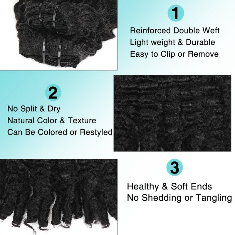 Burmese Curly Clip In Hair Extensions Real Human Hair 8pcs 120g/Set Spirally Curly Classic Clips Ins Full Head For Black Women 16 Inch Natural Black