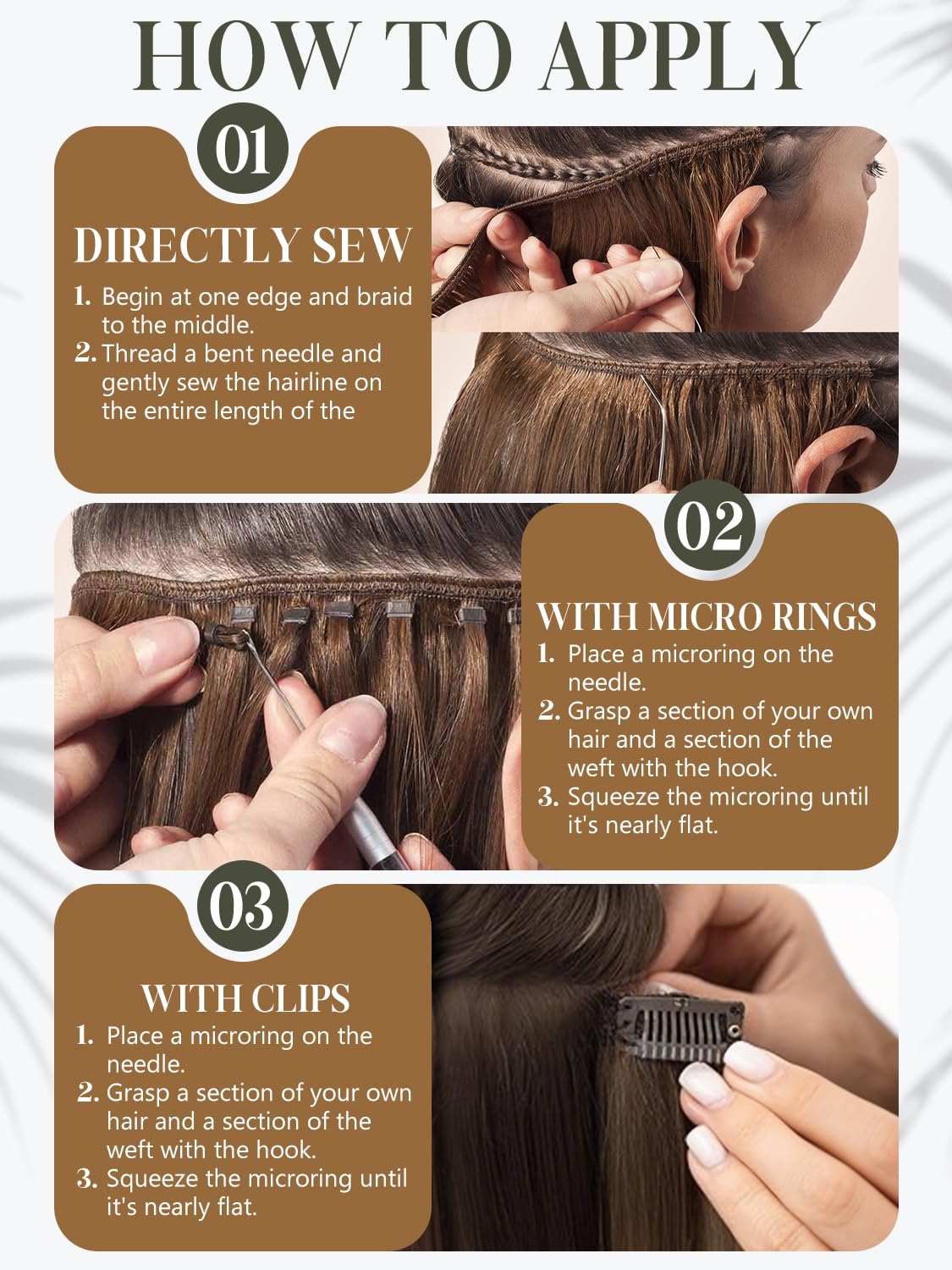 Loxxy Sew in Hair Extensions Real Human Hair Genius Weft 18 Inch Straight Ombre Chestnut Brown Mixed Dark Brown with Dark Brown Roots Hand Tied Weft Hair Extensions Human Hair Hair for Women 50g