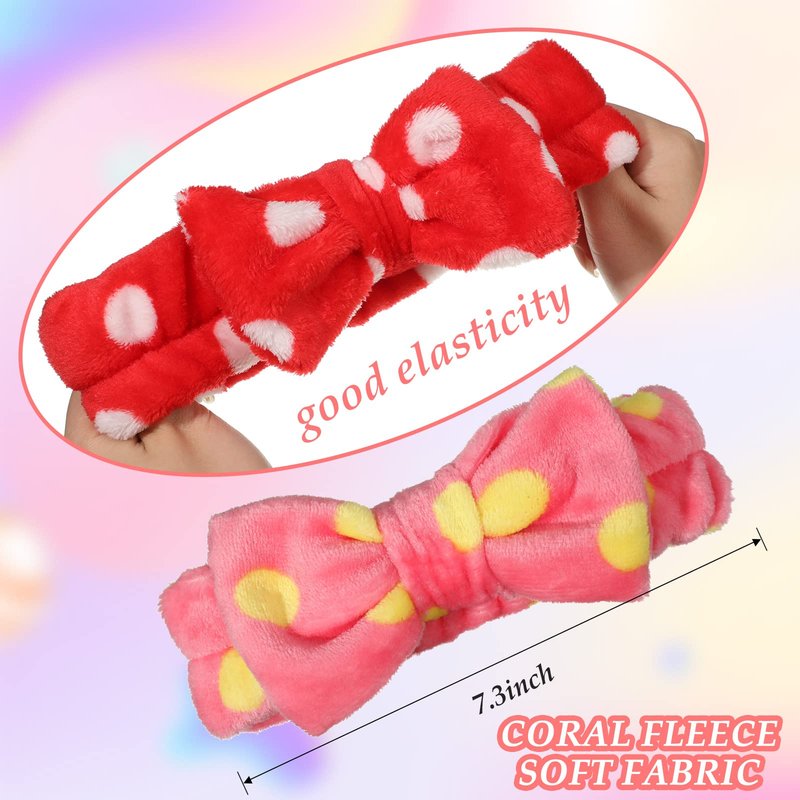 Hoteam 36 Pcs Facial Spa Headband Makeup Headbands Bulk Easter Bow Hair Head Band Fluffy Plush Spa Headband for Easter Basket Stuffer Gifts Women Washing Face Shower Cleansing
