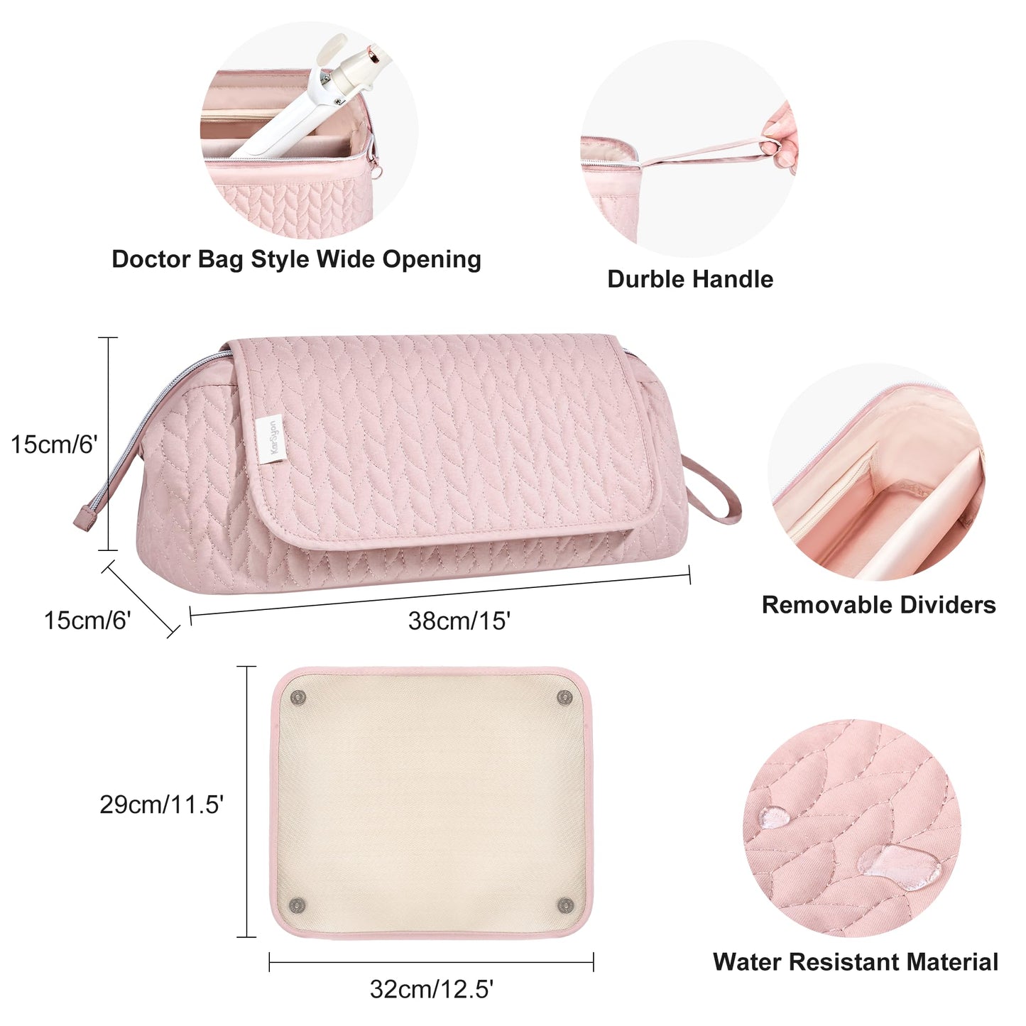 Hair Tools Travel Bag Karsyon Heat Resistant Mat Case Hot Tools Straightener, Curling Iron,Hair Dryers,Haircare Accessories Travel Essentials for Women 2 in 1 Organizer Bags (Pink)