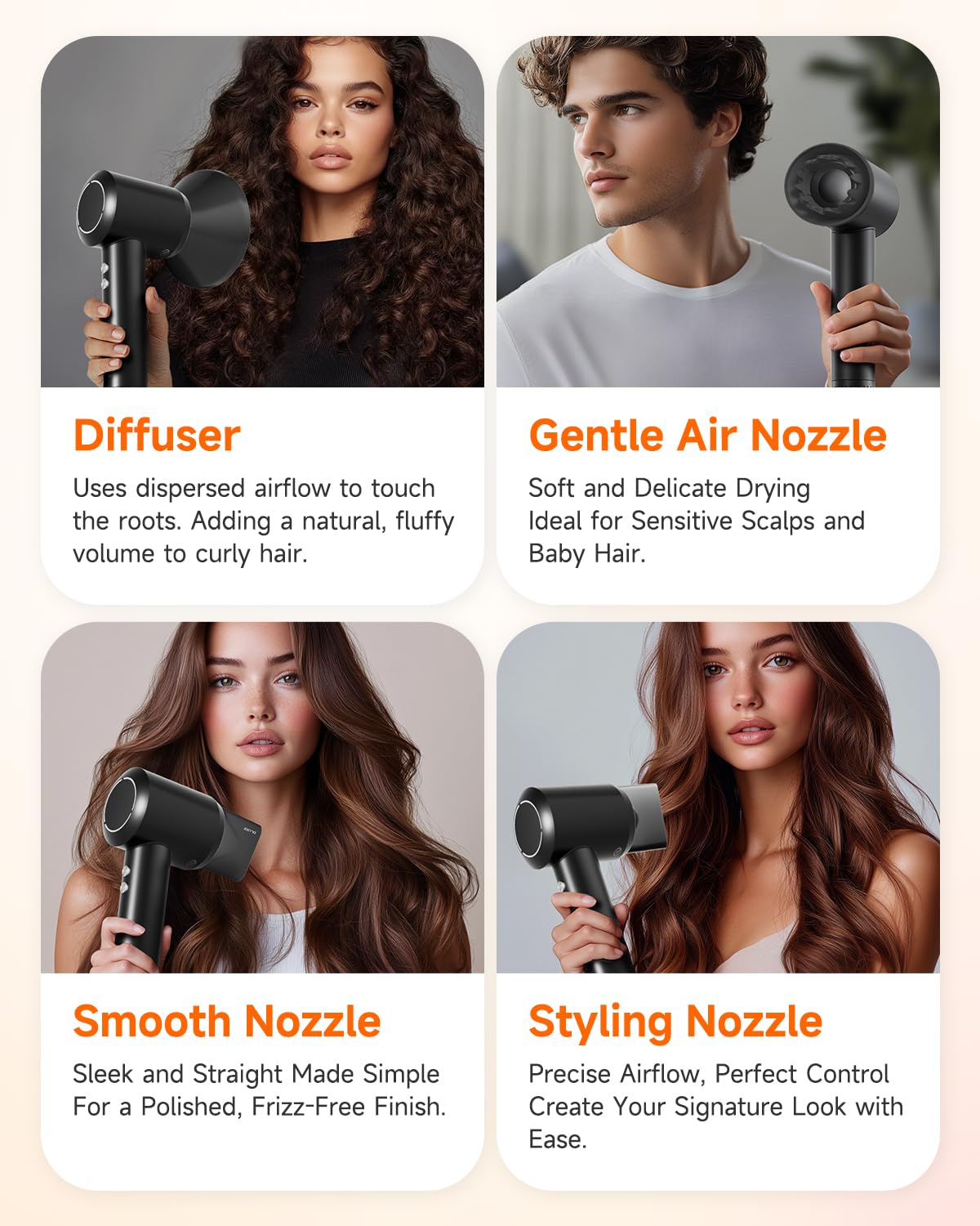Hair Dryer, High Speed Ionic Blow Dryer with Brushless Motor for Fast Drying, Thermo-Control Quiet Hair Dryers for Women Men Kids, Small Portable Professional Hairdryer, Compact, Travel/Home/Salon