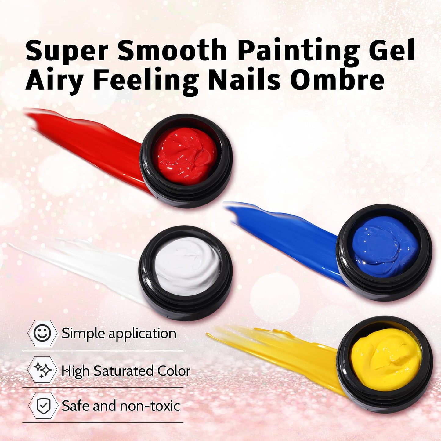 Ombre Nail Gel Set - 9 Colors Sponge Pat Paint for Floral Nail Art, No Wipe, UV/LED Curing