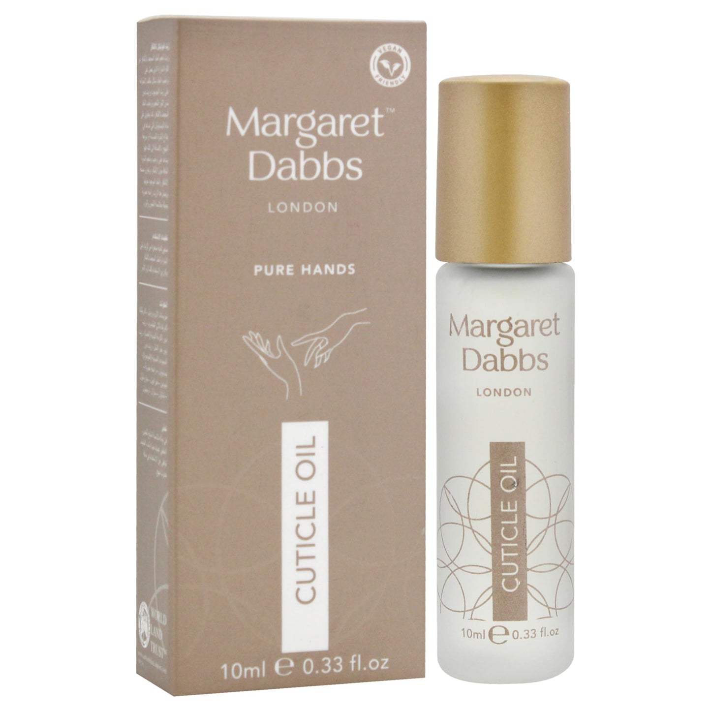 Margaret Dabbs London Pure Cuticle Oil Fast Absorbing Rollerball Oil to Restore Healthy Cuticles with Jojoba Oil and Borage Seed Oil 10ml