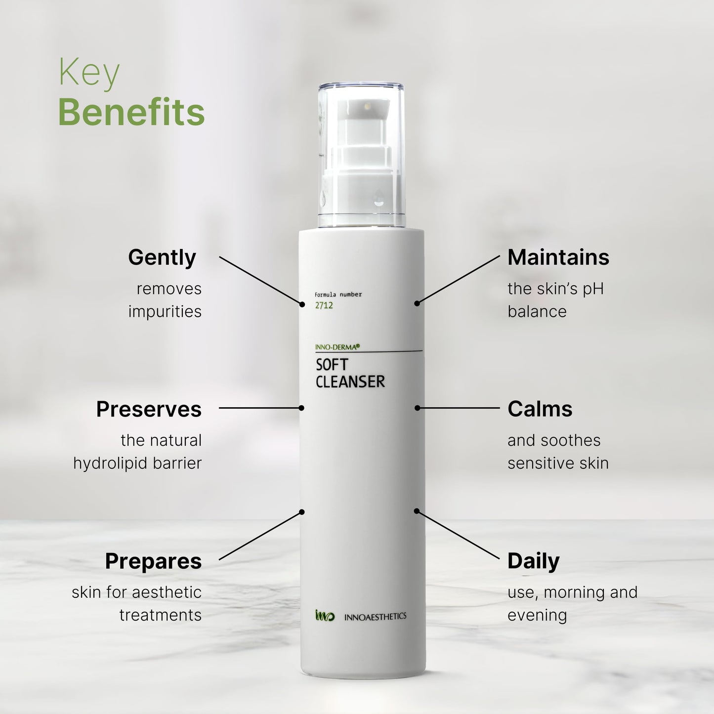 INNOAESTHETICS Soft Cleanser, Professional-Grade Purifying Gel, pH Balanced Daily Face Cleanser for Sensitive Skin, Formula 2712